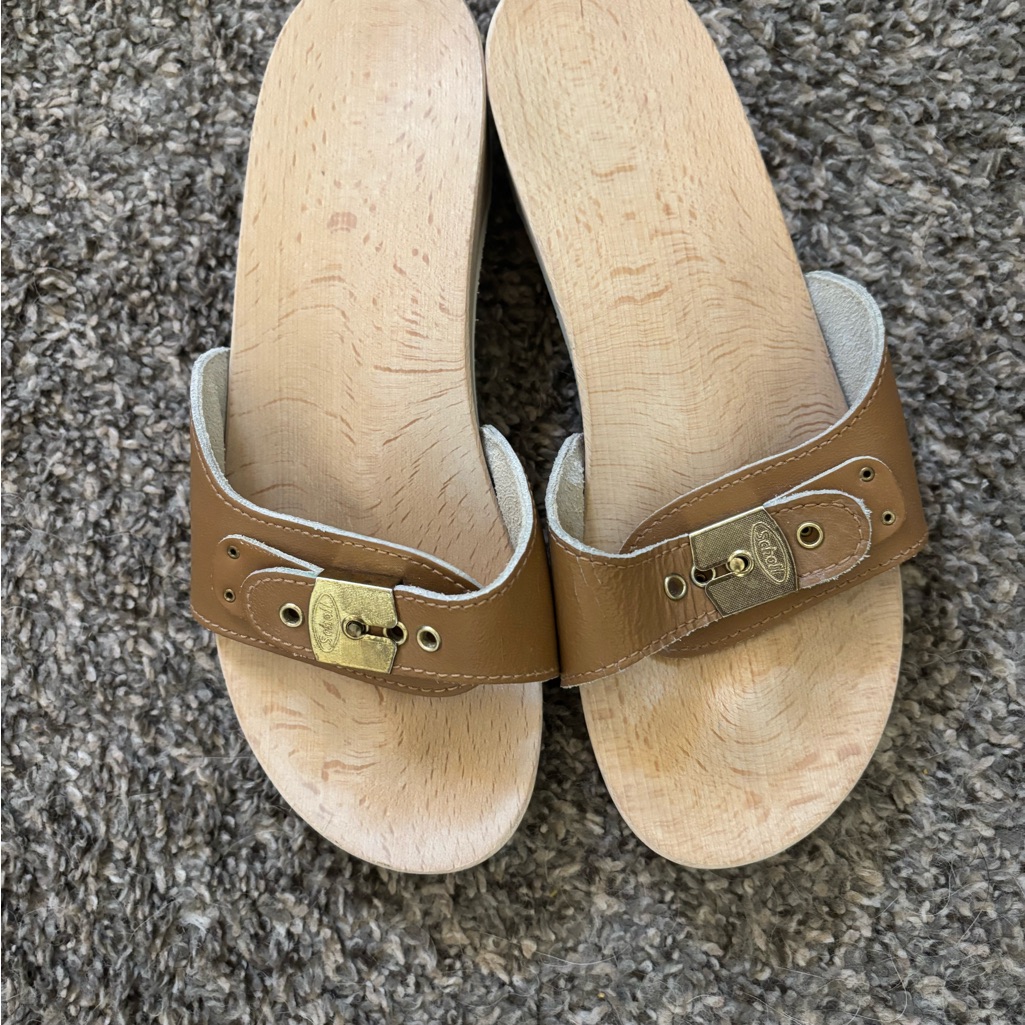 Dr. Scholl’s Brown Leather Slide Sandals Size 7